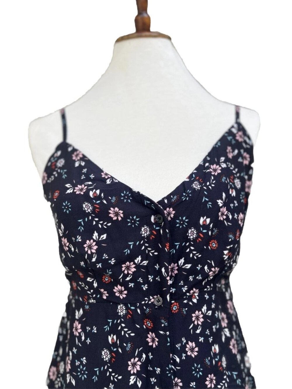 Love Fire Floral Midi Dress Women's M Spaghetti Strap Button Front Rayon NWT - Picture 9 of 11